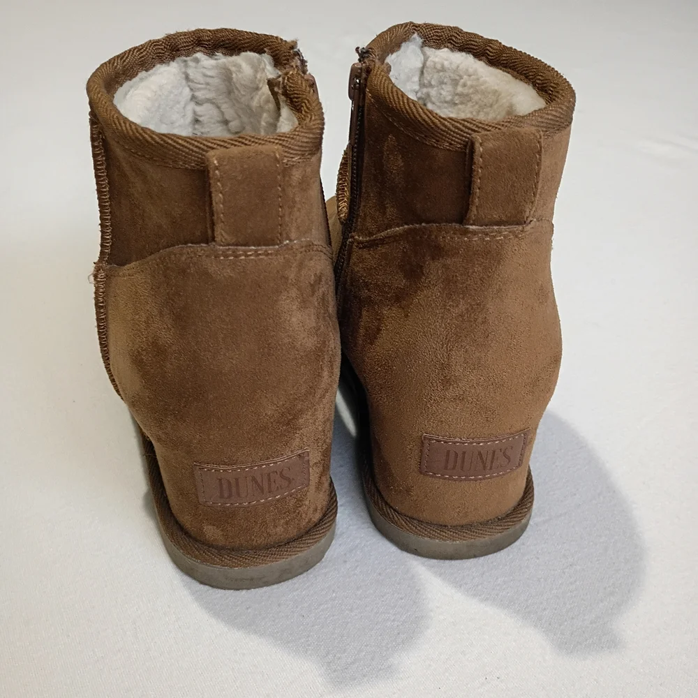 Dunes Karma Brown Suede-Like Hidden Wedge Ankle Boots Sz 10 Fall Autumn Winter
